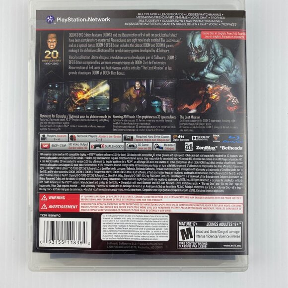 Doom 3 PS3 BFG Edition Video Game 2012 Case Booklet Disc Rated Mature - Picture 2 of 7